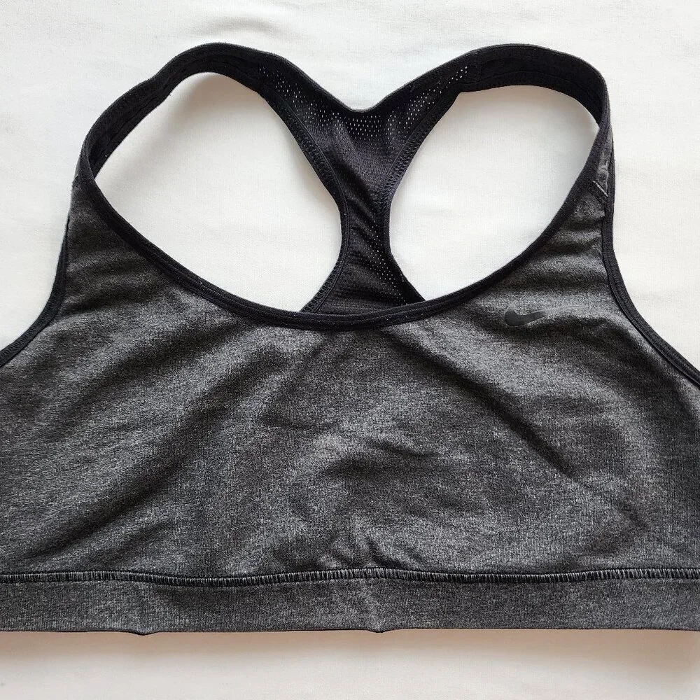 Nike Women's Reversible Sports Bra SZ L Low Impact Gray Black 548541-032 Dri-Fit
